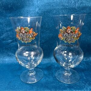 Rain Forest Cafe ATLANTIC CITY NJ Hurricane Cocktail Glasses Set of 2 Rainforest